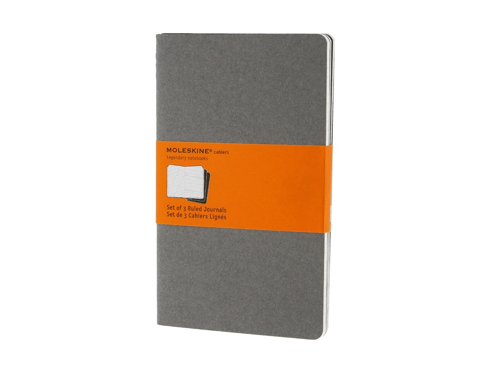 Записная книжка Moleskine Cahier (в линейку, 3 шт.), Large (13х21см), серый