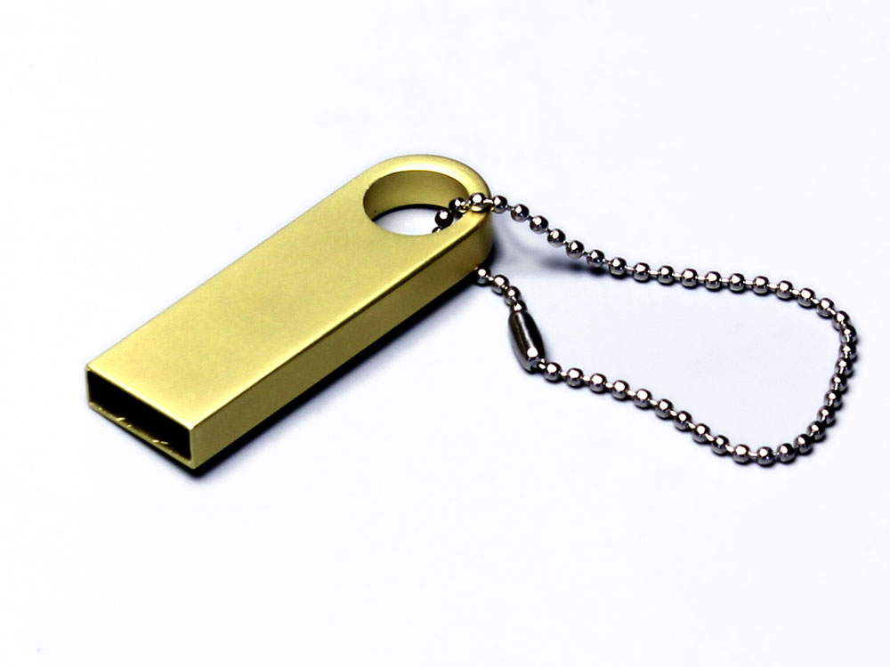 USB 2.0-флешка на 512 Мбайт с мини чипом и круглым отверстием, золотистый