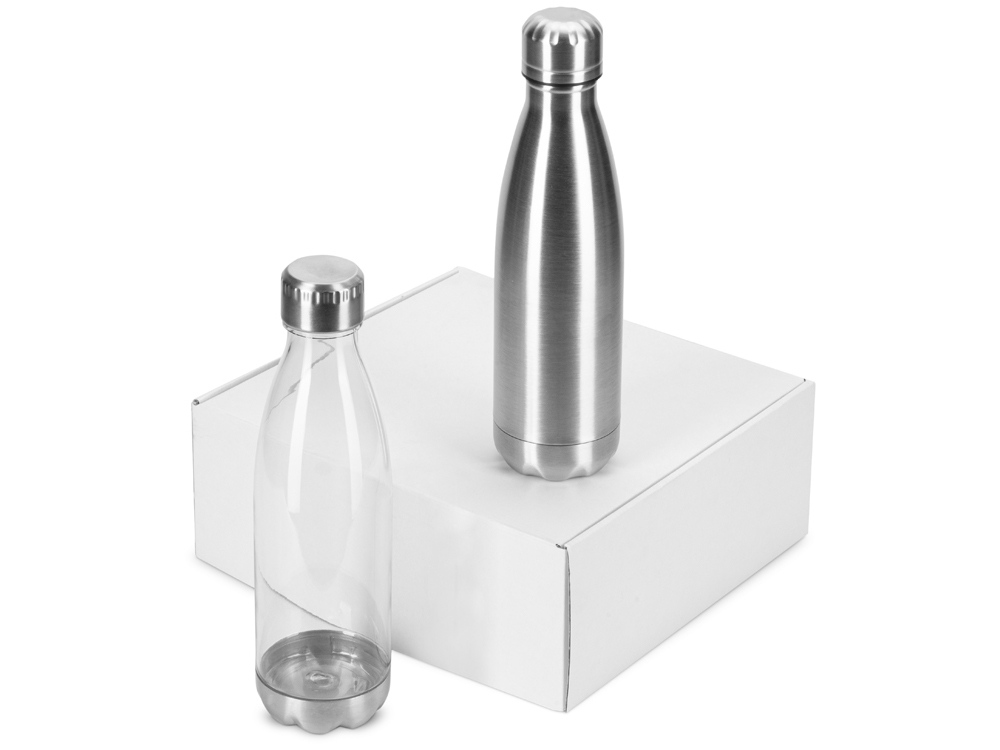 Подарочный набор из термобутылки и бутылки Bottle set, серебристый